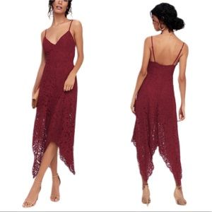Lulus One Wish Burgundy Lace Midi Dress